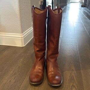 Frye Melissa Button Brown Leather Riding Boots - Size 8.5